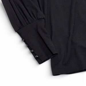 Pink Clover Black Jersey Knit Blouse Size S | Puff Sleeve Top